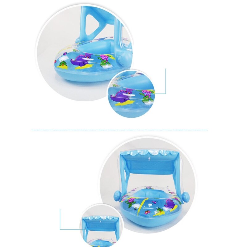 Inflatable Float Swimming Pool for Kids Sun Protection with Canopy Summer Toys Extra Soft Bubble Base for Children Fun