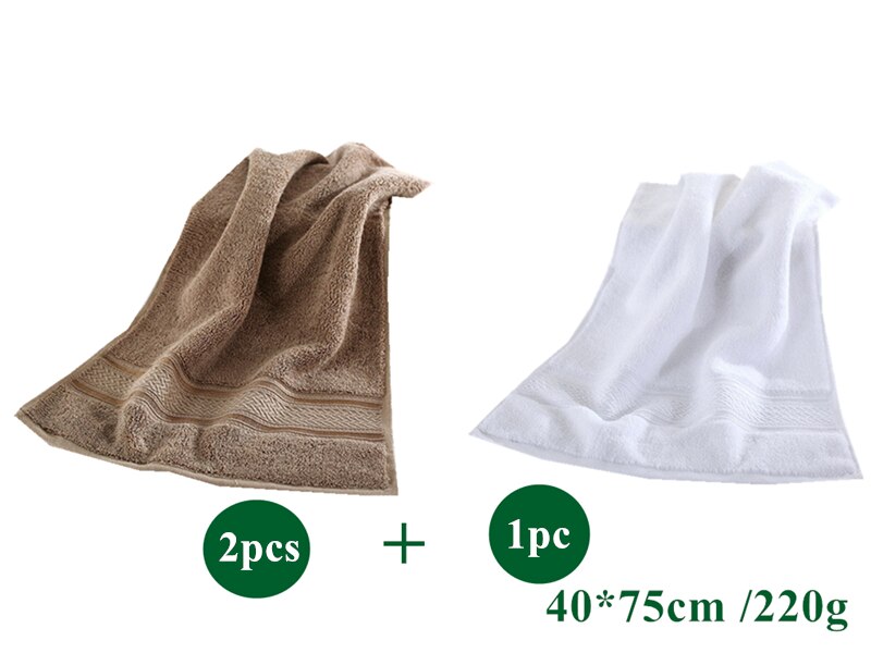 3 stk/parti egyptisk bomuld ansigtshåndklæder badeværelse rejse fitnesscenter hotel håndklæder til voksne 40*75cm superabsorberende frottéhåndklæder: 2 farver a