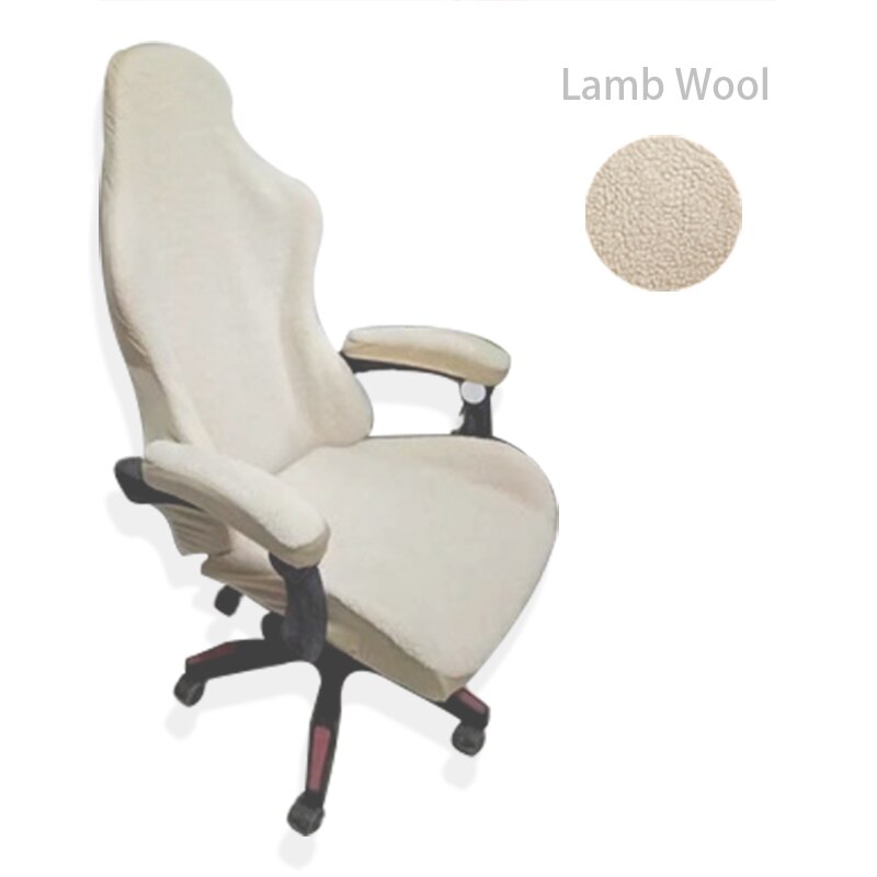 Stor størrelse sædebetræk til computer stol sædetaske stretch kontorstol betræk elastisk spandex stol betræk spisestue dække: Lammeuld-beige