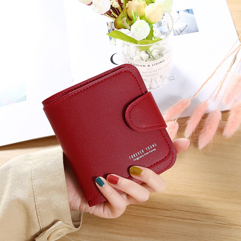 Wallet Women Short Purses Card Holder Clutch Wallets Purse Coin Pocket Ladies Female: red