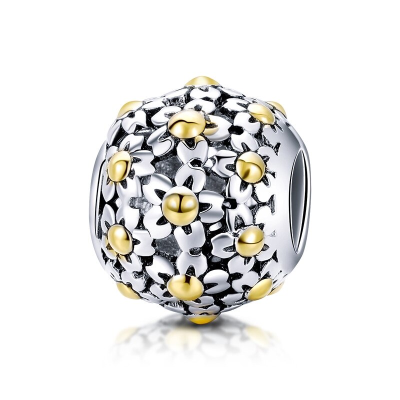 Bisaer 925 breloques en argent sterling en forme de cœur, flocon de neige, feuilles d'érable, perles en cristal cz, adaptées aux bracelets à breloques, bijoux en or à faire soi-même, maman