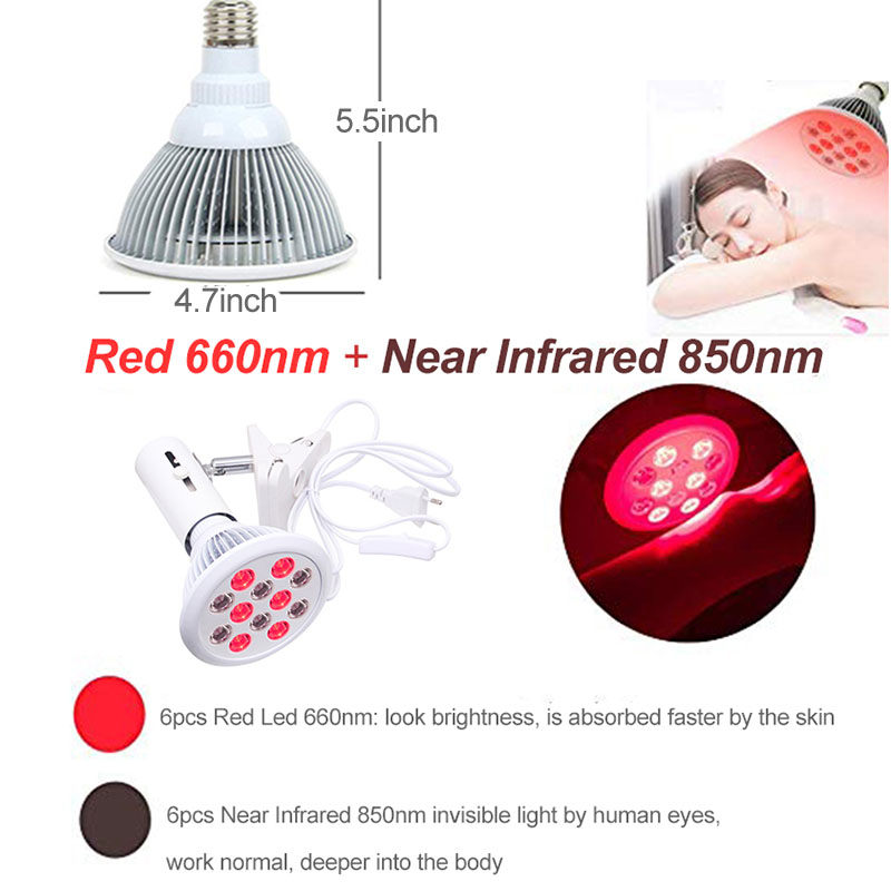Skin Pain Relief 24W Red Light Therapy Health Care Red 660nm Infrared 850nm Leds Body Massage Neck Shoulder Back Heating Bulbs