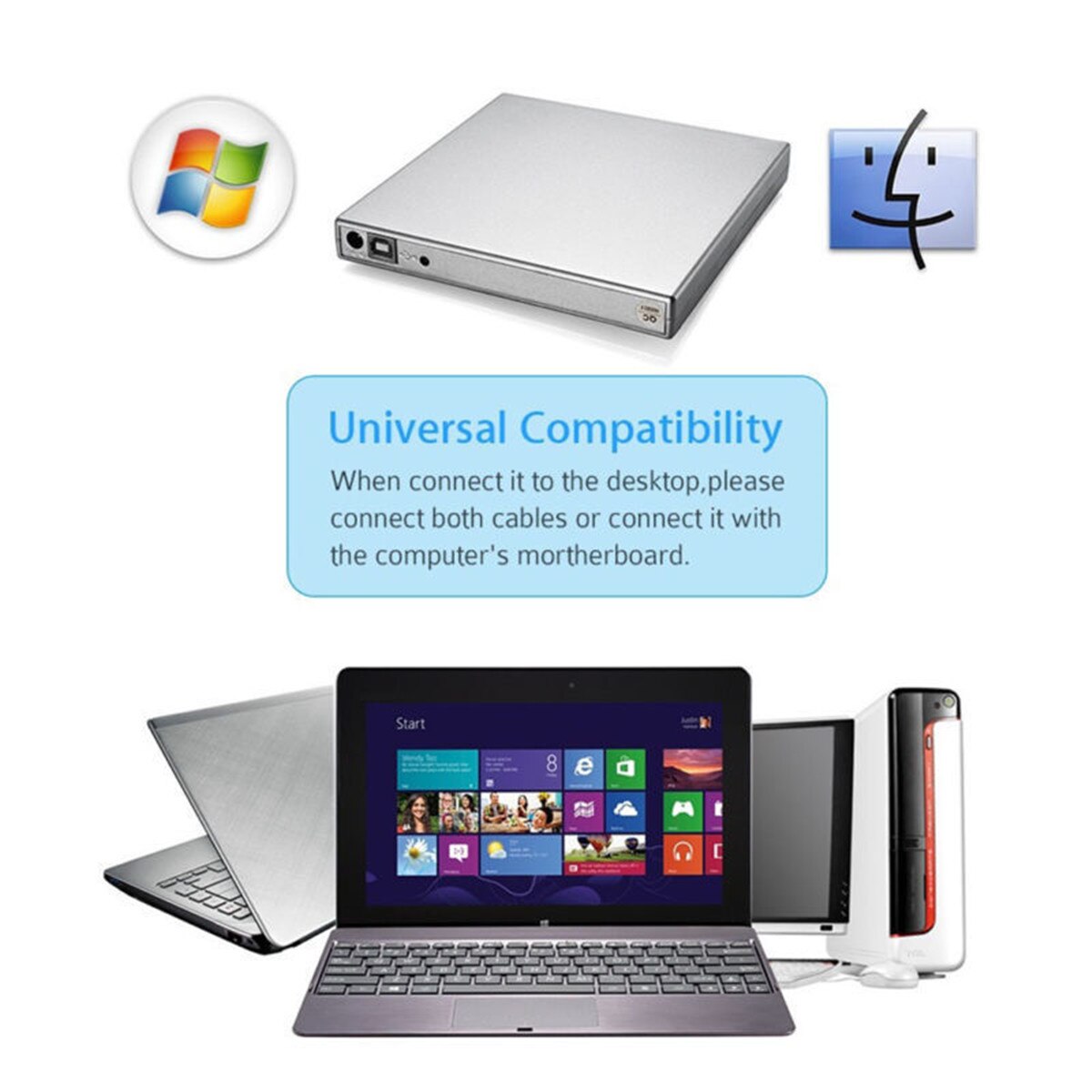 S Skyee Usb 2.0 Externe Blu-Ray Combo Dvd/Cd Brander Rw Drive Cd/DVD-ROM CD-RW Speler Optische Drive voor Windows7/8/10 Laptop