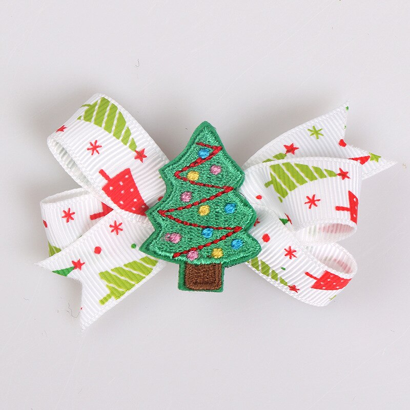 OPPOHERE Cute girl Christmas Bows Hair Clips style Glitter Elk Santa red Colors Hairpin For Kids Festival: 9