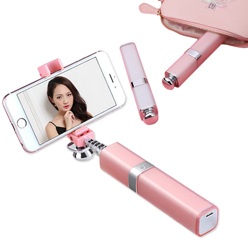 Mode Lippenstift Aluminium Bluetooth Wireless Selfie Stick voor iPhone 7 plus 6 6 s iOS Samsung Android Huawei Smartphone