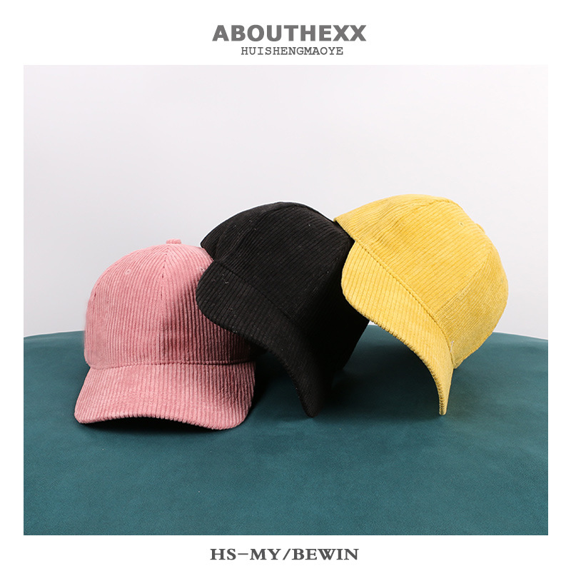 Damen-baseballkappe aus cord für herbst/winter, koreanische version der wild caps lovers, lässiger outdoor-hut mit gebogener krempe, #39