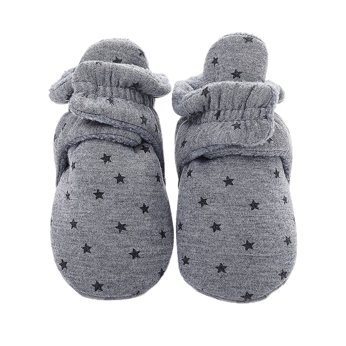 Babyschoentjes, trendy, met sterren bedrukte binnenpantoffels, warme sokken met antislip grip, peuters voor de eerste stapjes: Grijs / 7-12 maanden