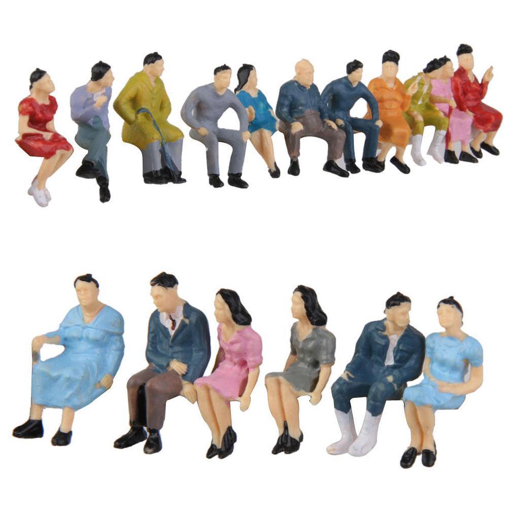 10Pcs 1:87 Painted Model Mensen Figuur Speelgoed Zand Tafel Landschap Figuur Kleur Model Speelgoed Voor Kids Model Willekeurige Zitten F9G2