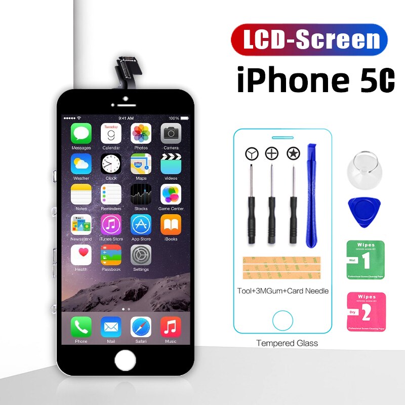 OEM original LCD Display Für iPhone 6 6Plus 6S Plus 5S 5C Touchscreen Digitizer Montage ersatz Weiß Schwarz: For iPhone 5C  Black
