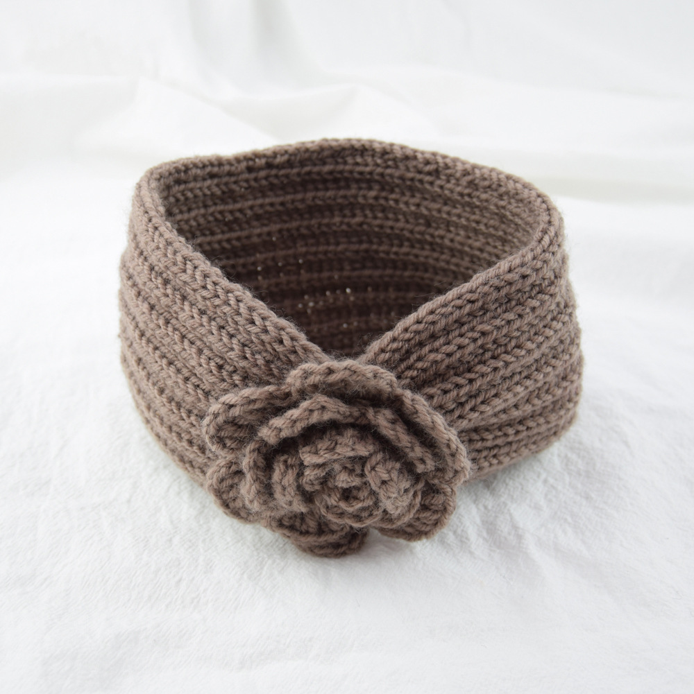 Vrouwen Rose Bloem Gebreide Hoofdbanden Vrouwen Herfst Winter Gehaakte Hoofd Wrap brede Wollen Haarband Tulband Bandana Haaraccessoires
