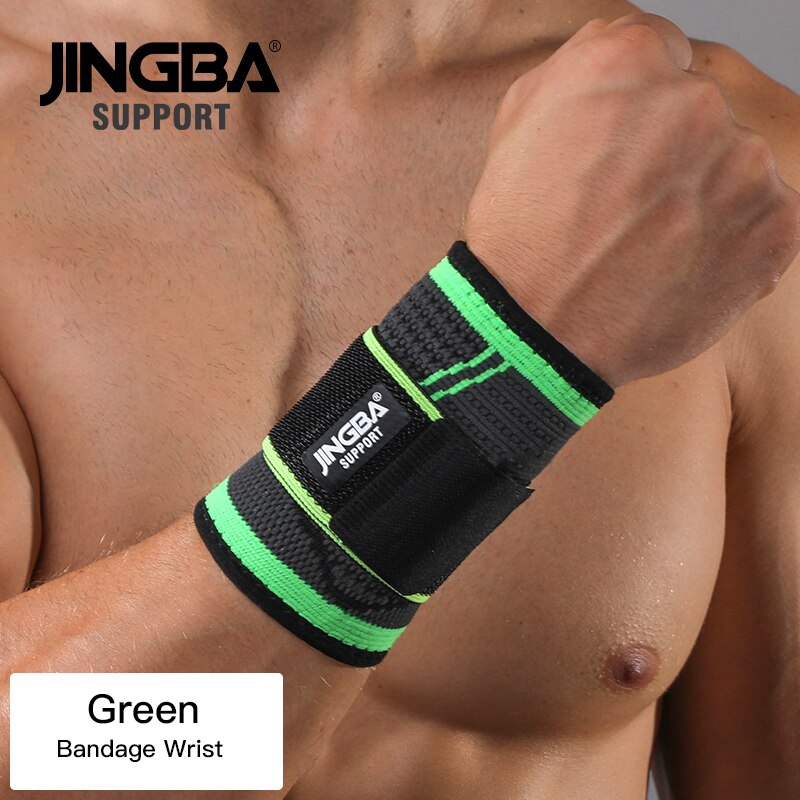 JINGBA UNTERSTÜTZUNG Neue 1PCS Nylon knie protector + armband Unterstützung + knöchel unterstützung + basketball knie pads Tennis badminton Klammer: Green Bandage Wrist