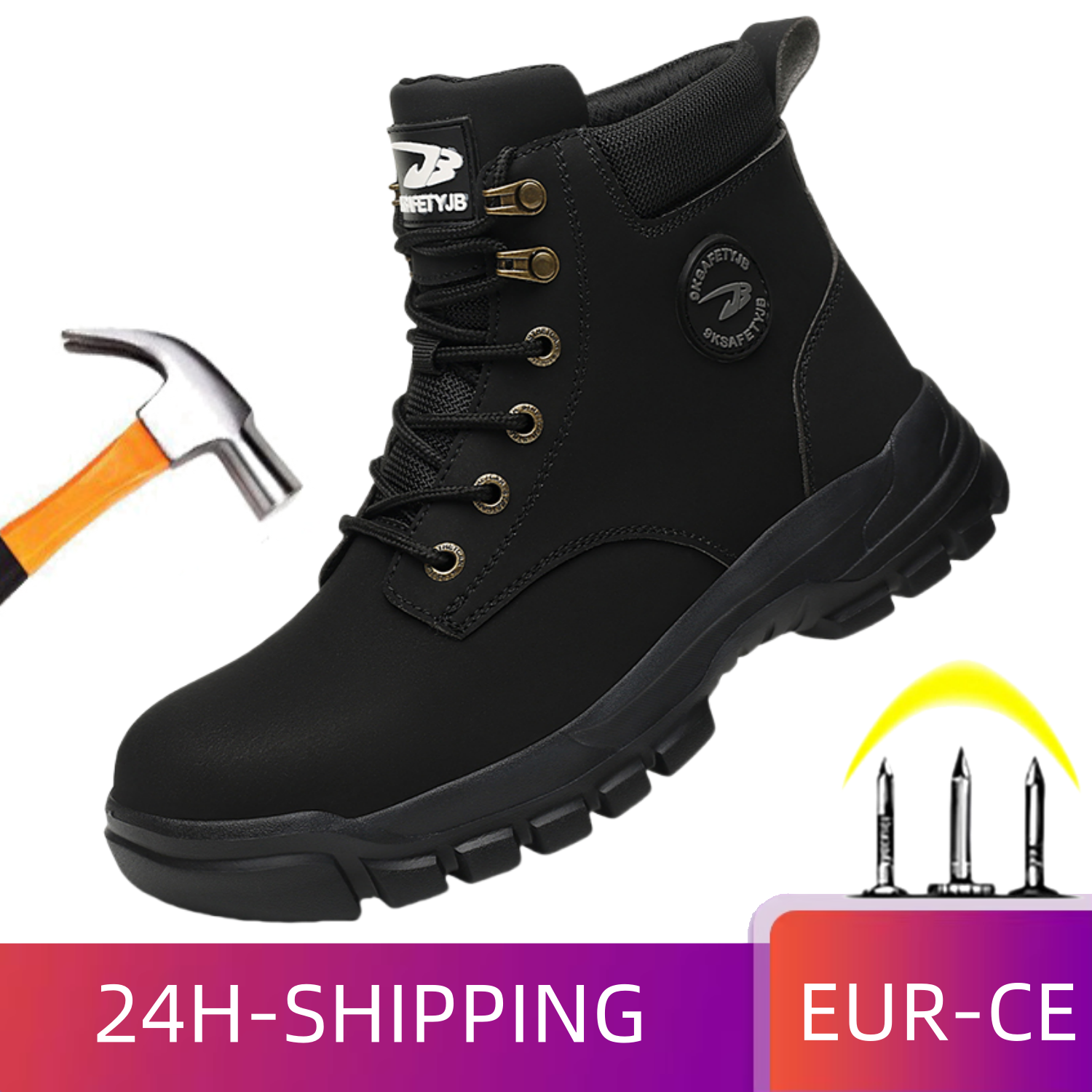 Botas de seguridad cómodas y impermeables para el trabajo, botas protectoras de cuero, zapatos industriales antigolpes y antipinchazos