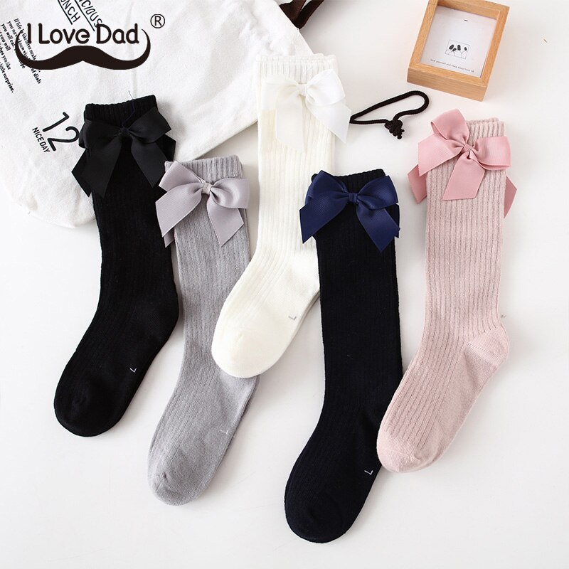Schattige strik kindersokken herfst winter warme baby meisjes kniekousen effen kleur zachte kinderen peuter meisjes lange sokken