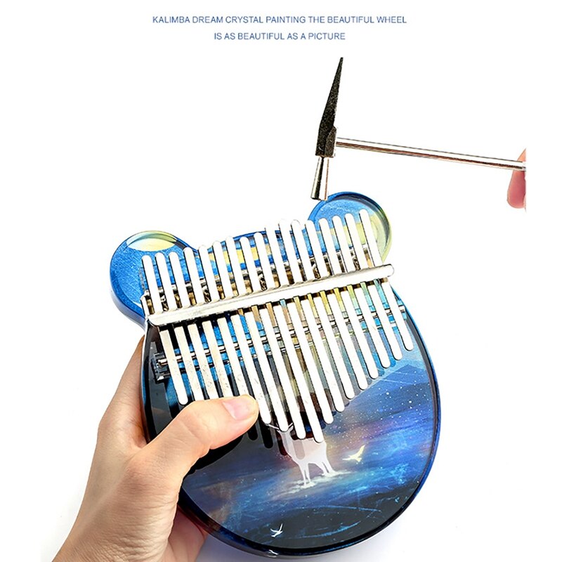 Kalimba acrylique peint à la , 17 touches, Piano à pouce Transparent avec bâton de marteau, étui pour débutant