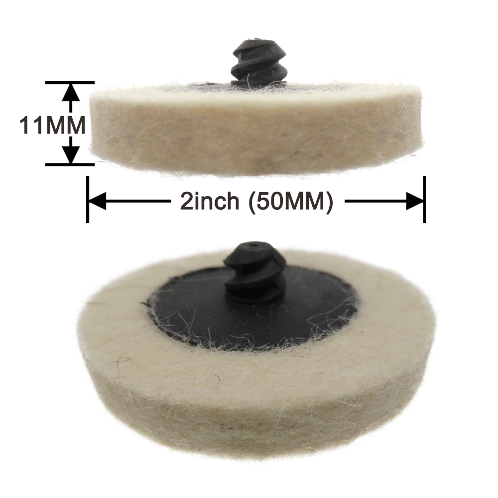 11pcs 2" 50mm Compressed Wool Pad Fabric Disc Polishing Buffing Pads Wheels Quick Change Felt Polishing Disc for Grinding