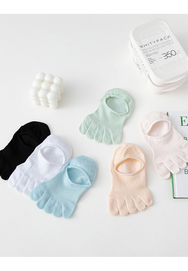 Five finger socks Summer thin breathable hollow solid color cute Japanese invisible boat socks Split toe female socks