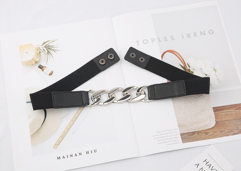 Luxury Gold Chain Belt Elastic Silver Metal Waist Belts for Women Stretch Ladies Coat Ketting Riem Waistband 2.3cm: Style 2 Silver