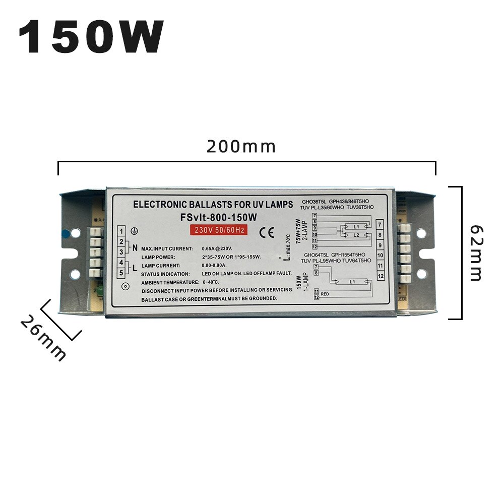 AC220V 180W Evg UV Lampe Ballast 2G11 Uv Sterilisieren Licht Ballast Für 4 Pins Platz Uv Licht: 150w