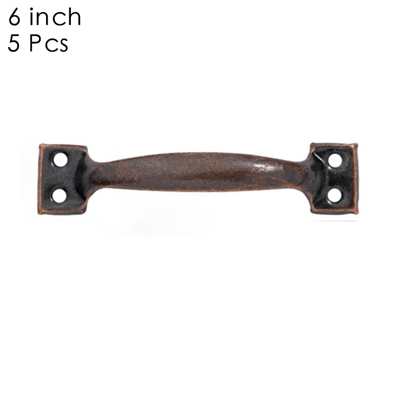Poignées de porte Vintage 5 pièces/ensemble boutons antiques poignées en Bronze pour armoires de porte de cuisine: 6 inch red copper