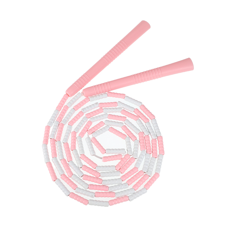 Corda per saltare con perline morbide Maniglia antiscivolo Corda per saltare fitness segmentata regolabile senza grovigli che mantiene l'allenamento in forma: Colore rosa
