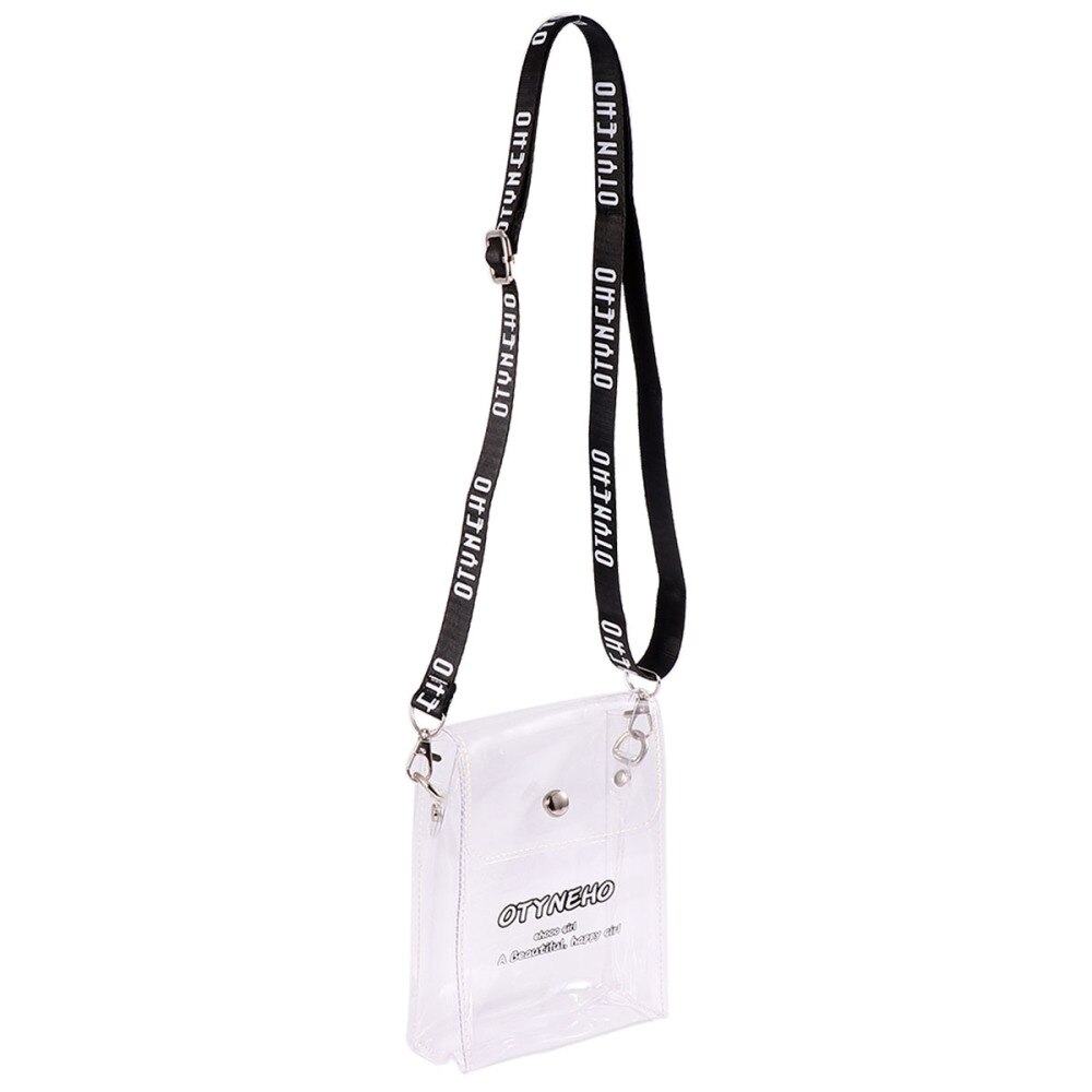 PVC Transparent Mini Cross-Body Mobile Phone Bag Colorful Jelly Bag for Women Lady Girl (Black): Transparent