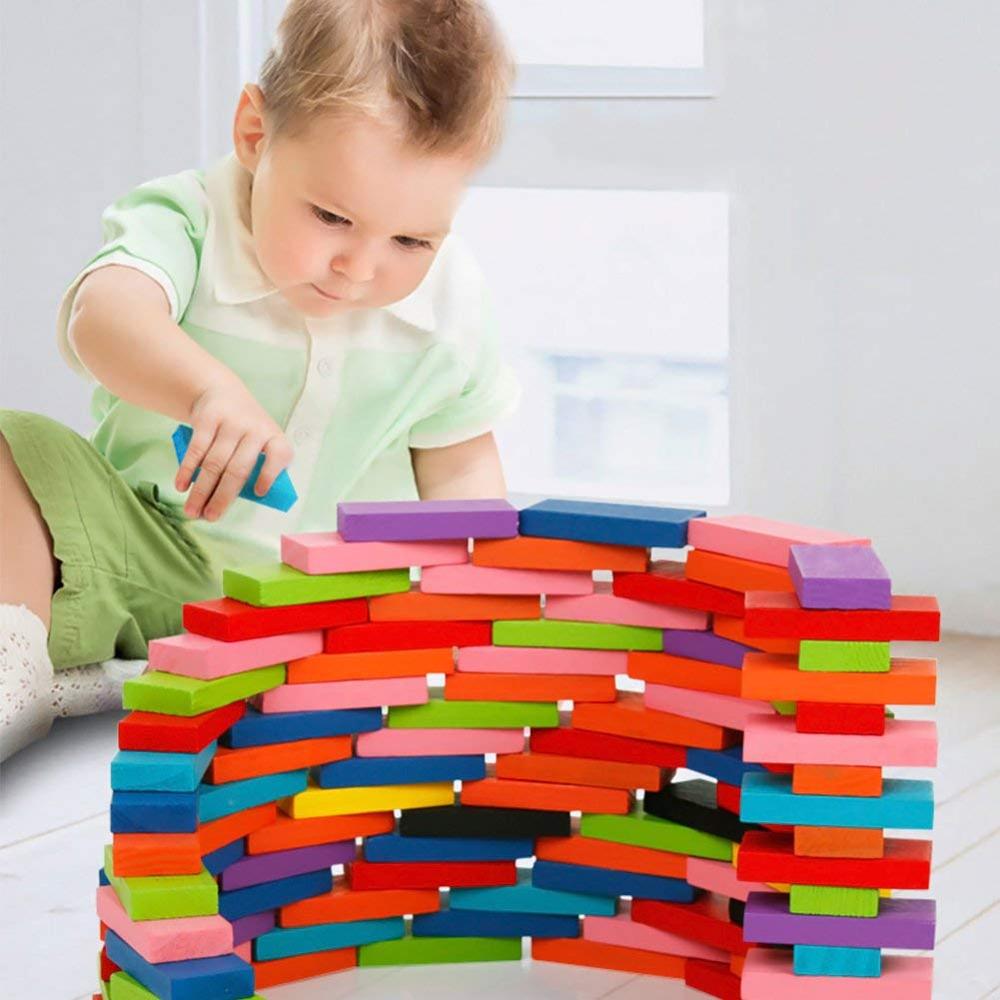 120/240 Pcs Domino Blokken Kleurrijke Houten Domino Set Speelgoed Kinderen Jigsaw Voor Kerst Verjaardagscadeautjes