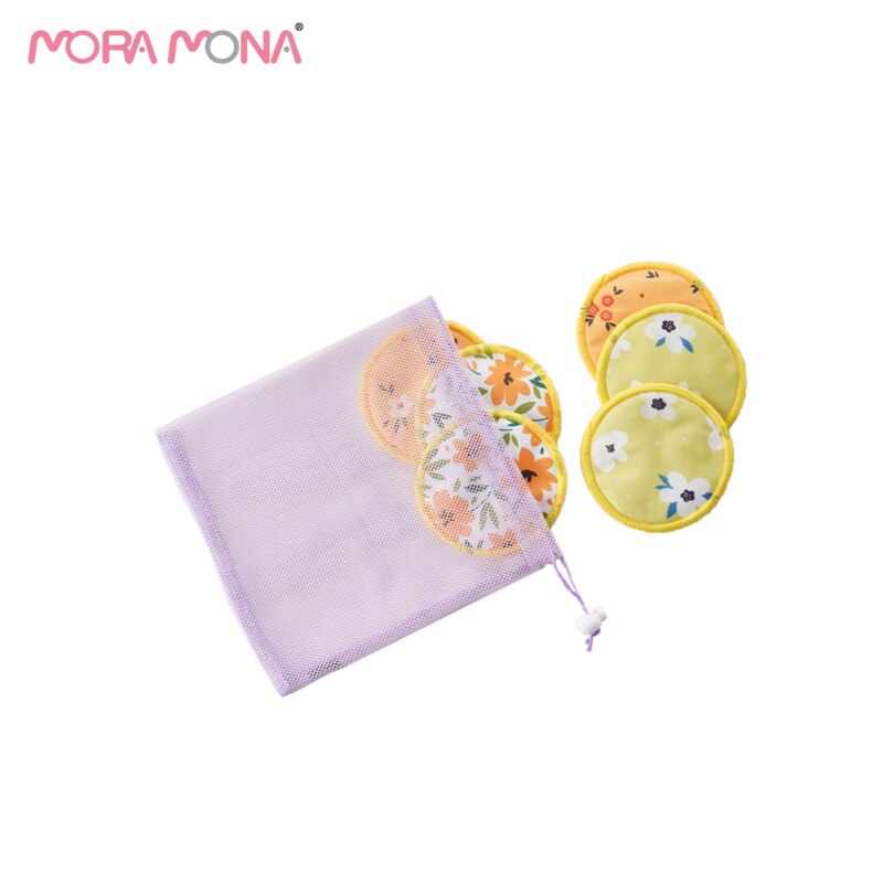 Mora Mona – coussinet d&#39;allaitement lavable, 6 pièces/paquet, réutilisable, doux et respirant, avec sac à linge