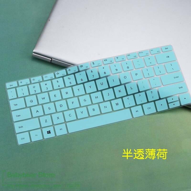 Til huawei matebook 13 laptop 13.3 tommer silikone laptop tastatur cover skin protector: Hvidblå