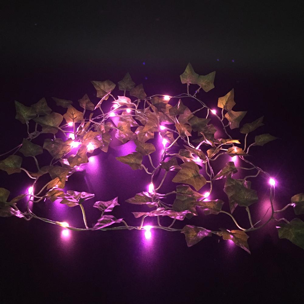 2m/ 20 led kunstige planter streng lys grøn blad efeu vin fe lys streng ahorn blade lampe krans gør-det-selv hængende belysning