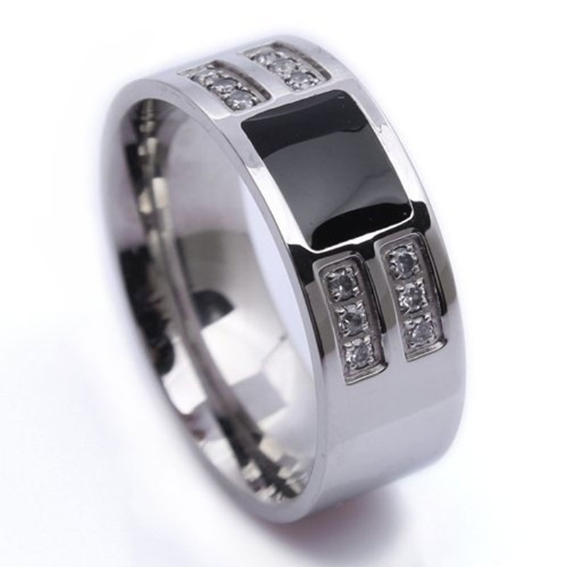 Hochzeit Ring klassische schwarz zirkon edelstahl herren Ring Party Engagement hochzeit schmuck