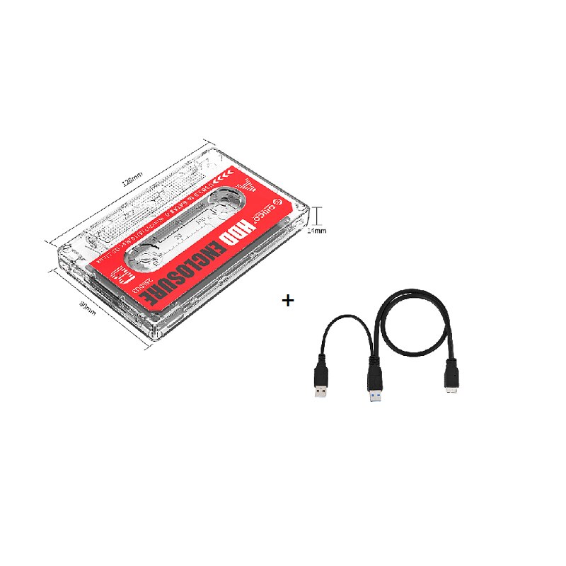 Transparent HDD Case DIY Stickers for 2.5'' SSD Hard Drive Case USB3.0 HDD Enclosure External HDD Cassette Tape: as picture shown