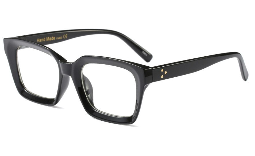 Montura de gafas cuadradas Retro Para hombre y mujer, lentes ópticas de de con remache, a la , para ordenador, 45440: C4 black clear