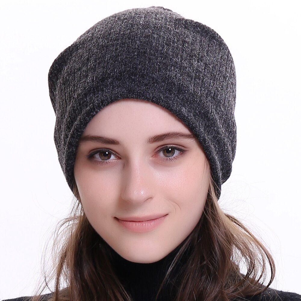 Geebro damska prążkowana czapka typu czapka bez daszka zimowa jednobarwna bawełna Slouchy czapki dla kobiet panie Balavaca Skullies & czapki Dropshipping