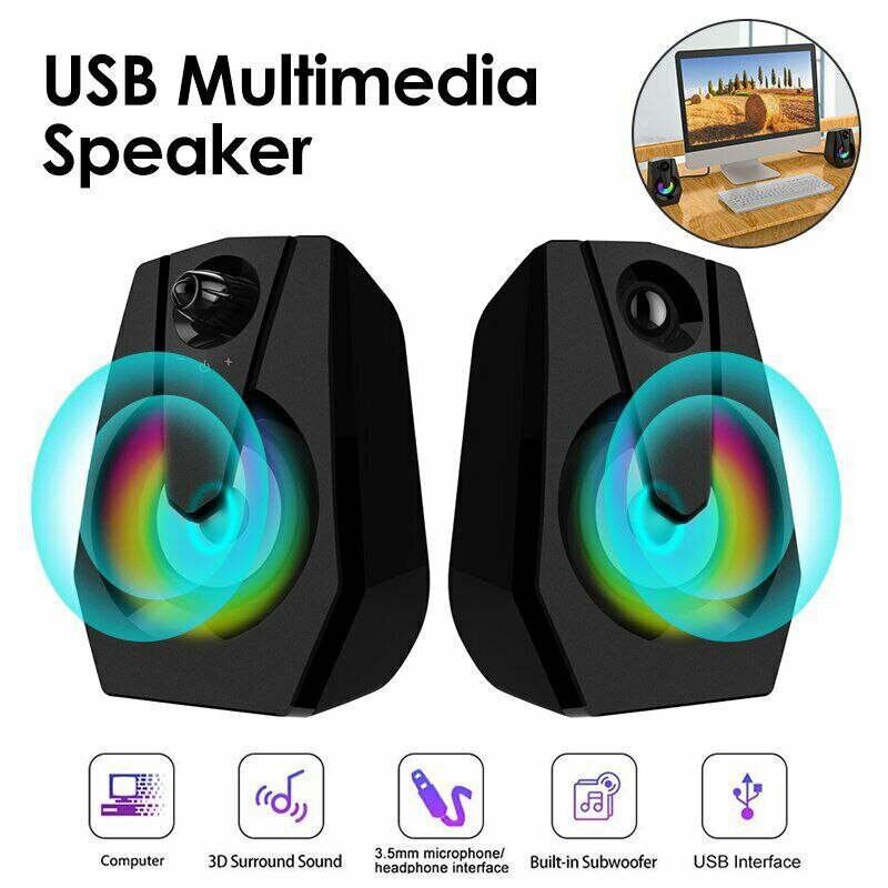 Universele Mini Speaker Subwoofer Computer Kleine Stereo Led Speaker Muziekspeler Versterker Luidspreker Sound Box Voor Auto 'S