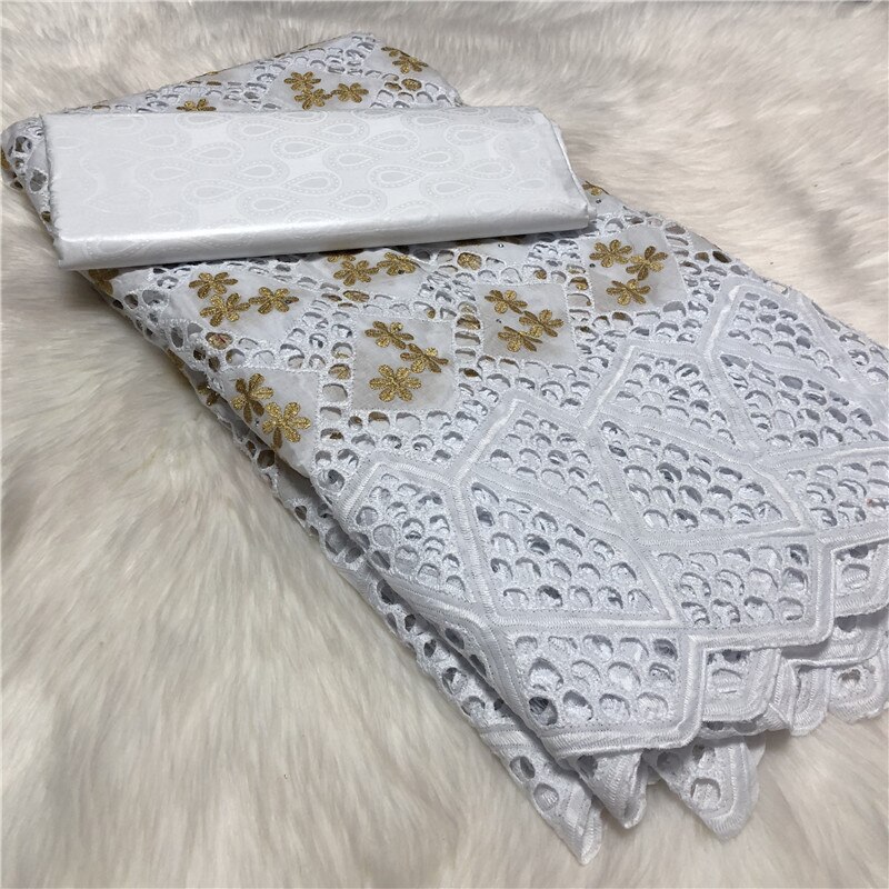 Bazin africain, tissu en brocart Riche, 5yards/lot de mélanges brodés, coton et dentelle de suisse, tissu en dentelle Damask Shadda guinée brocart: 9