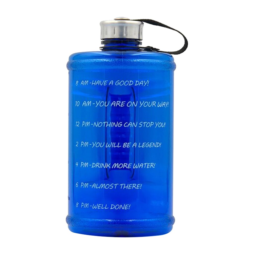73oz store vandflasker med motiverende tidsmarke, bpa-fri, ikke-giftig til fitness, fitnesscenter og udendørs sport: Blå