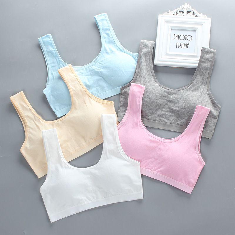 5pc/ lots tjej sport-bh bomull barn underkläder tränings-bh 8-14y