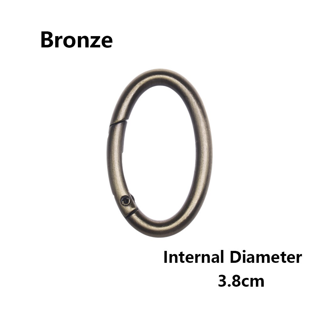 2PCS Zinc Alloy Plated Gate Spring Oval Ring Buckles Clips Carabiner Purses Handbags Oval Push Trigger Snap Hooks Carabiners: 3.8cm - bronze
