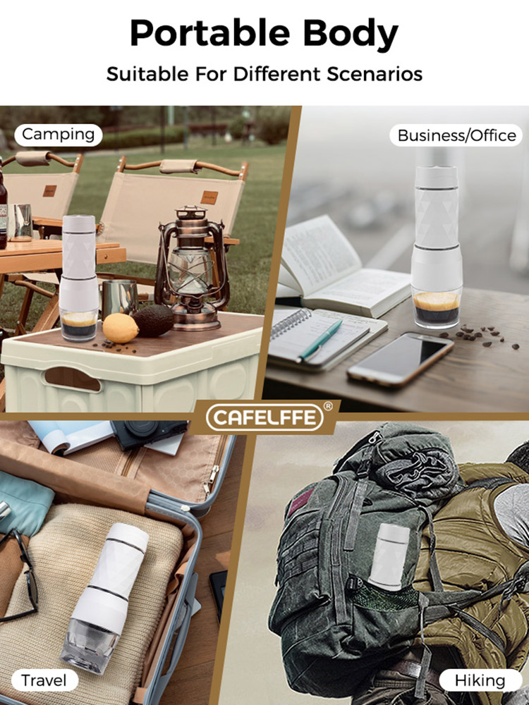 Cafelffe 3 in1 tragbare Kaffee maschine -/Kaltwasser manuelle Espresso maschine für Kapsel & Boden Handpresse Brauer Wandern Reisen