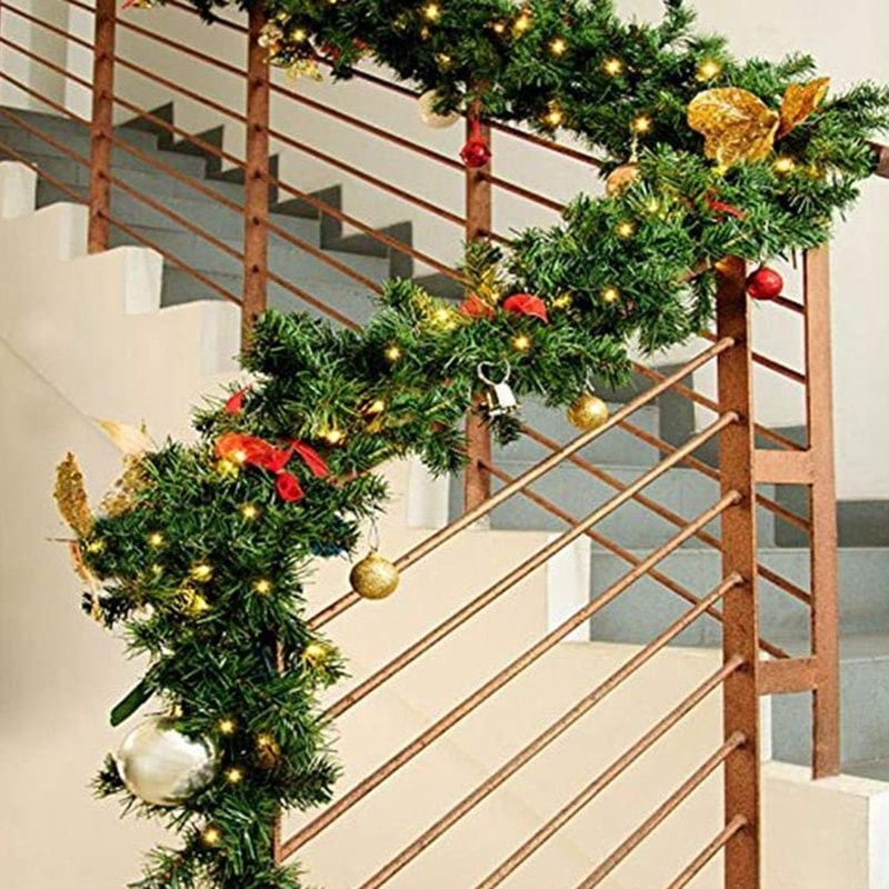 Pendant & Ornaments - 5.5M Pine Christmas Garland Orative Green Artificial Xmas Tree Rattan 2Pcs