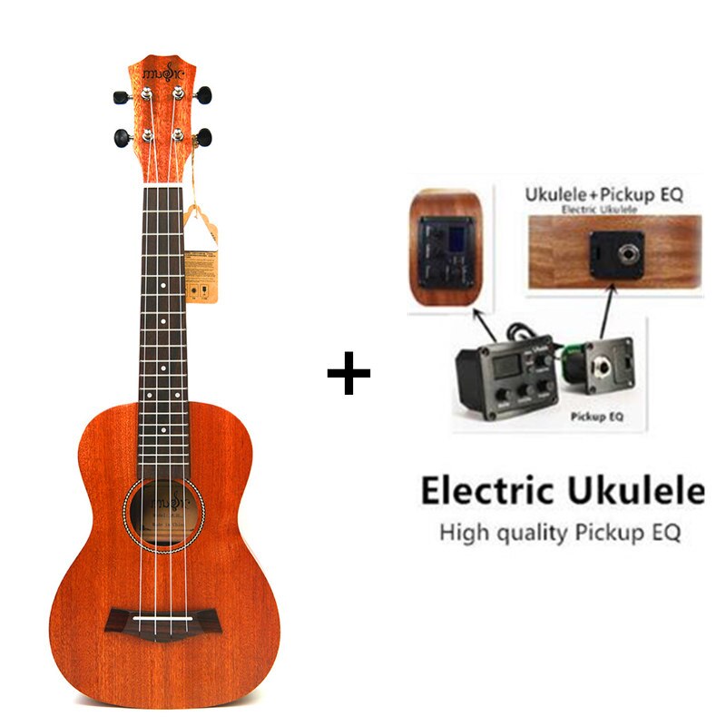 21 "sopranowe ukulele mała gitara ukulele 4 struny palisandrowy gryf mahoń elektryczny ukulele z ulec poprawie EQ uke struna gitarowa: tylko elektryczny Uku
