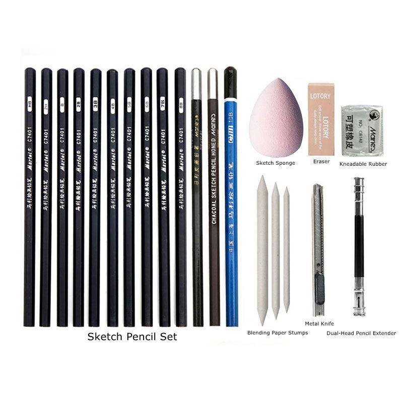 22Pcs Schets Potlood Set Professionele Schetsen Tekening Kit Hout Potlood Voor Beginner,Kid, Tiener, Volwassen, kunstenaar Kunst School Supplies
