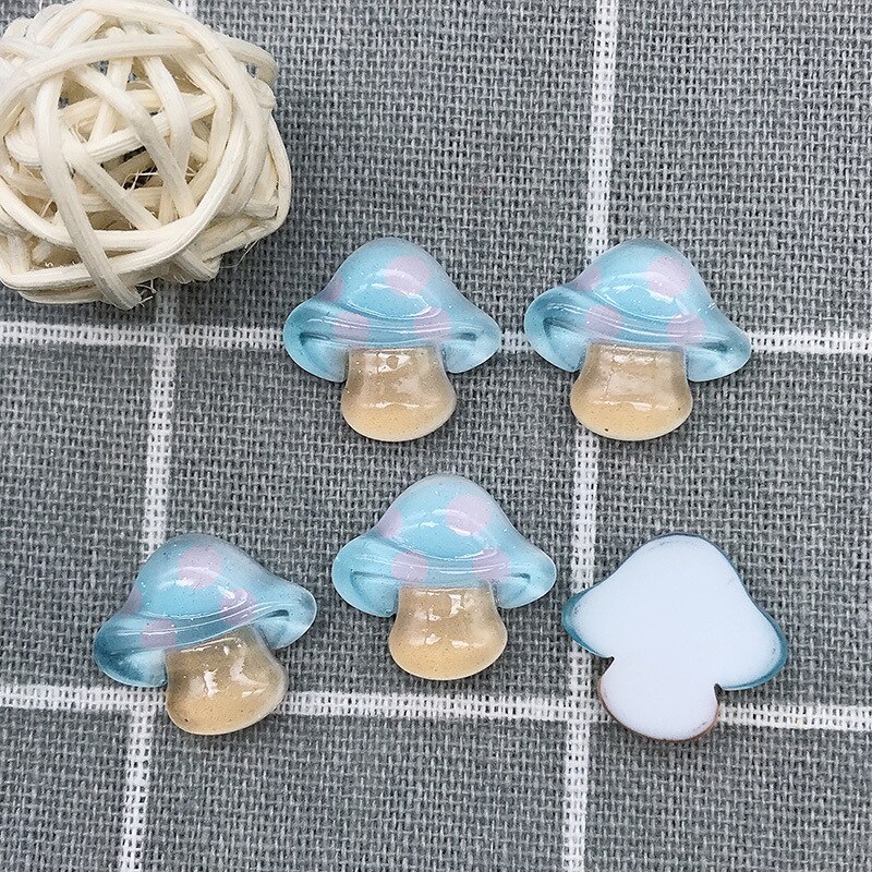 10 sztuk owoce półpłaskie kaboszony z żywicy Scrapbooking robić kokardki robić włosów centrum przypadku telefonu ozdoby Flatback DIY akcesoria: niebieski grzyb