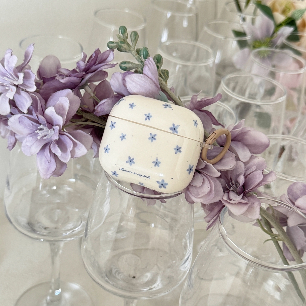 Funda para auriculares con patrón de flores azules y pantalla completa Ins Spring Day para AirPods 1 o 2 3 4 Pro 2: XS