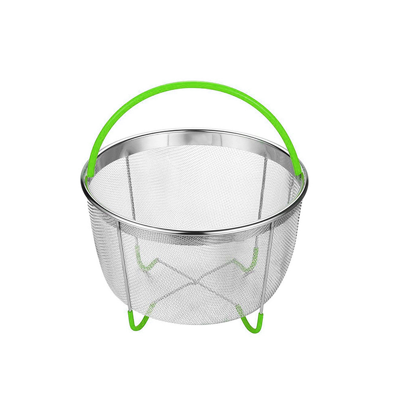 Keuken Gereedschap Rvs Teamer Mand Voor Instant Pot Stapelbaar Mesh Groente Stoomboot Insert Ei Mand Pasta Zeef: green