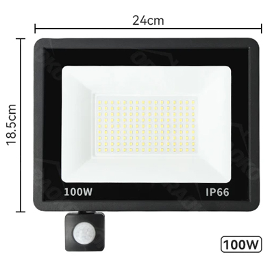 Reflector PIR de 100W con Sensor de movimiento, lámpara de pared para exteriores, luz blanca de 50W, 30W, 20W, 10W, LED impermeable IP66 para patio de jardín: Marrón / 6.000 K / 20 W