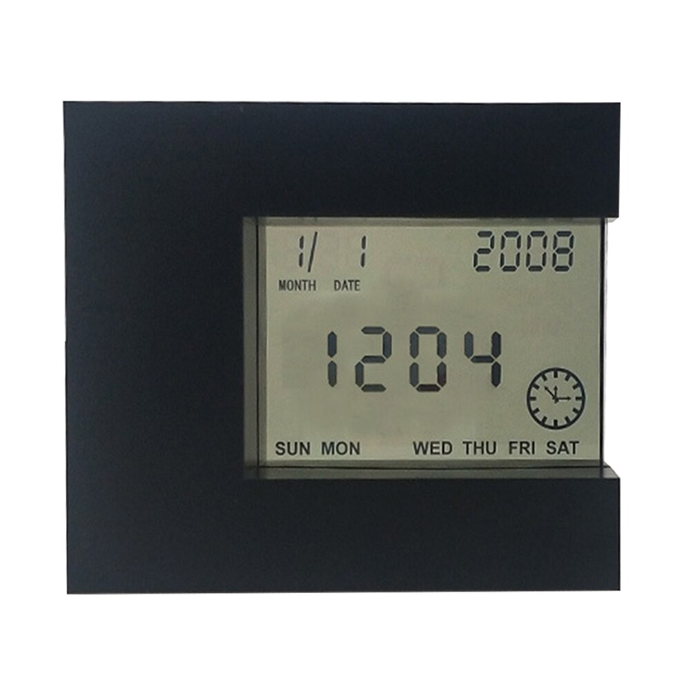 LCD Calendar Digital Display Home Decor Office Time Temperature Rotating Induction Modern Silent Alarm Clock Battery Operated