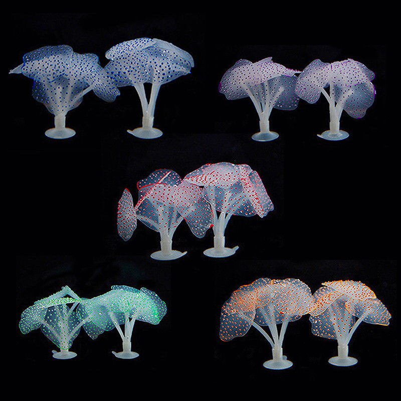 Pecera Artificial de silicona brillante para acuario, plantas de Coral, ornamento subacuático, accesorios de decoración de paisaje acuático