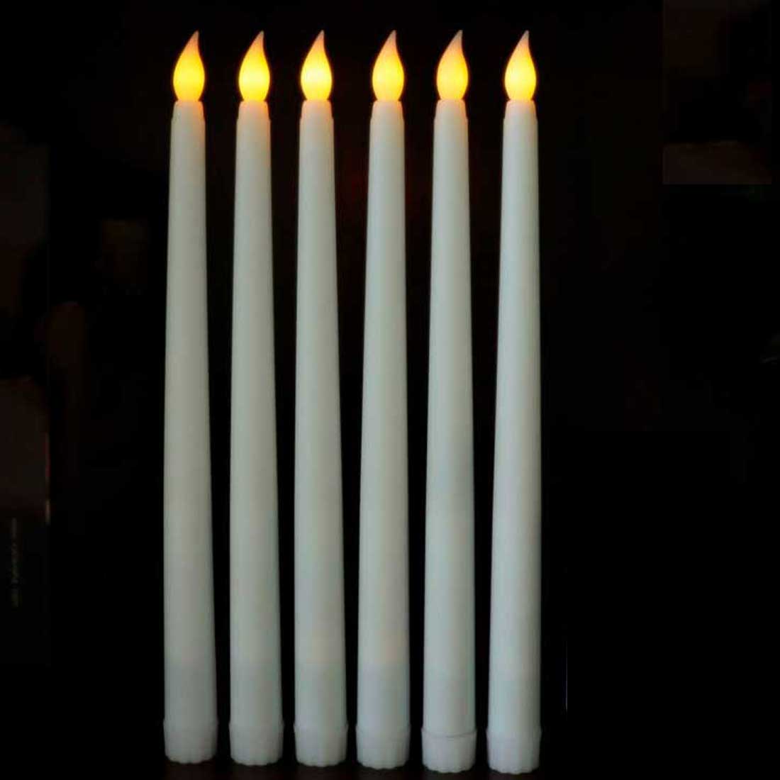 Pack von 6 Schwarz/Weiß LED Geburtstag Kerzen, gelb/warm Weiß Kunststoff Flammenlose Flackern Batterie Betrieben LED Halloween Kerzen