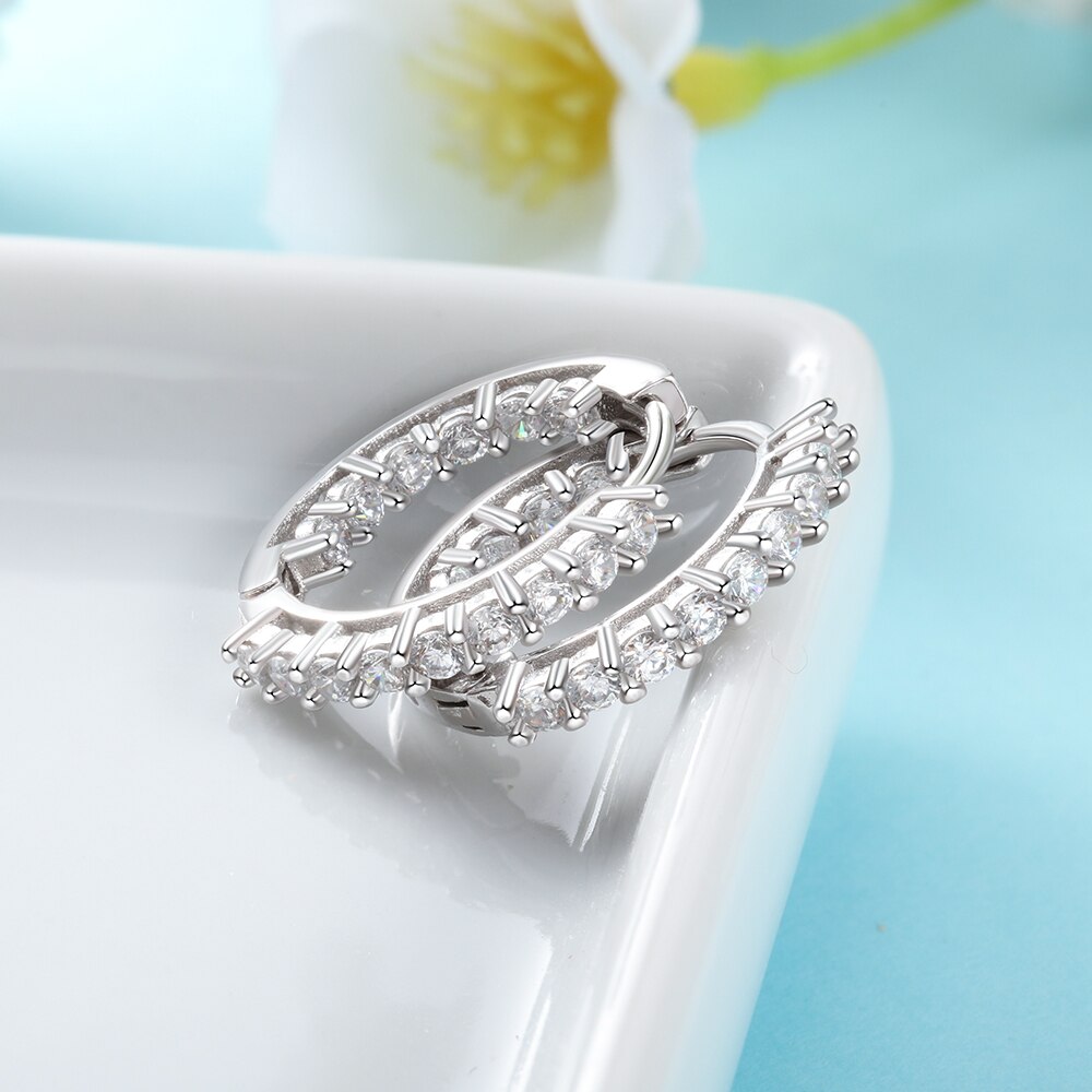 Trendy 925 Sterling Zilveren Oorringen Voor Vrouwen Sparkling Zirconia Bruiloft Sieraden Cadeau Voor Meisjes (Jewelora EA101739)